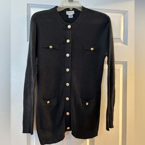 Vintage Neiman Marcus Black Cardigan with Gold Buttons